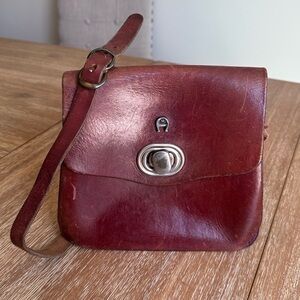 Vintage 70s 80s Etienne Aigner Cognac Leather Crossbody Satchel Bag